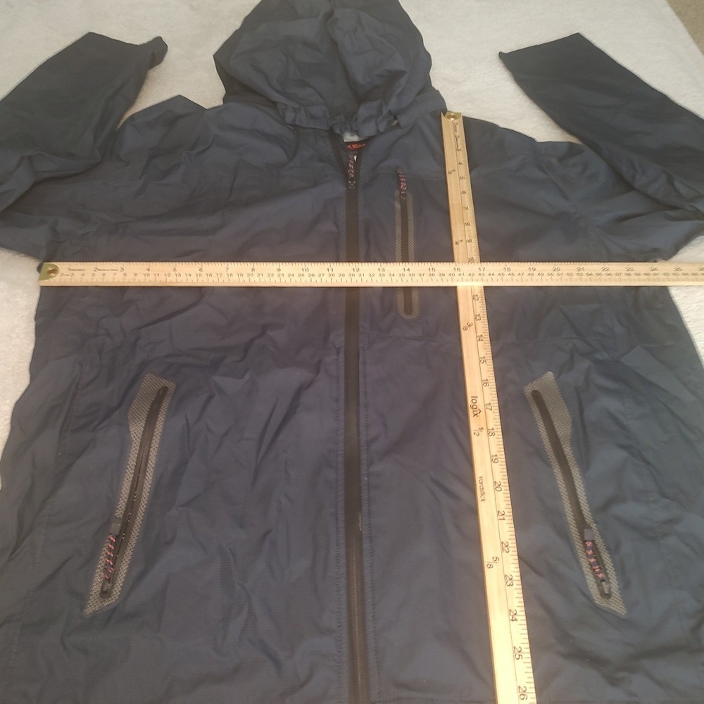 Hawke&Company Windbreaker Jacket Men XL Navy Blue Hooded Full Zip Lightweight